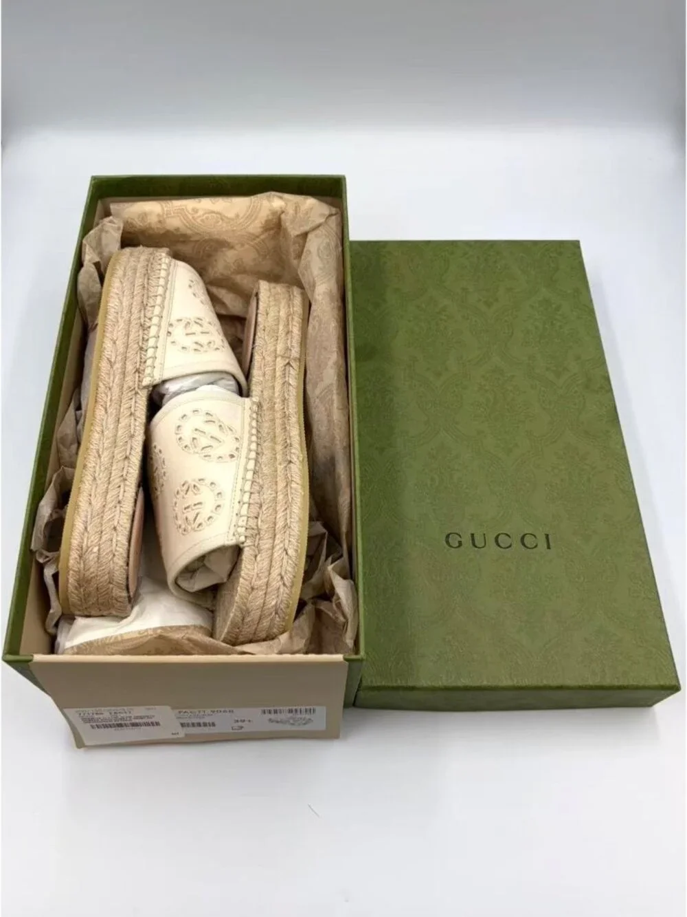 Gucci Women’s Damita Interlocking G Espadrille  Sandals Ivory EU39.5 77178